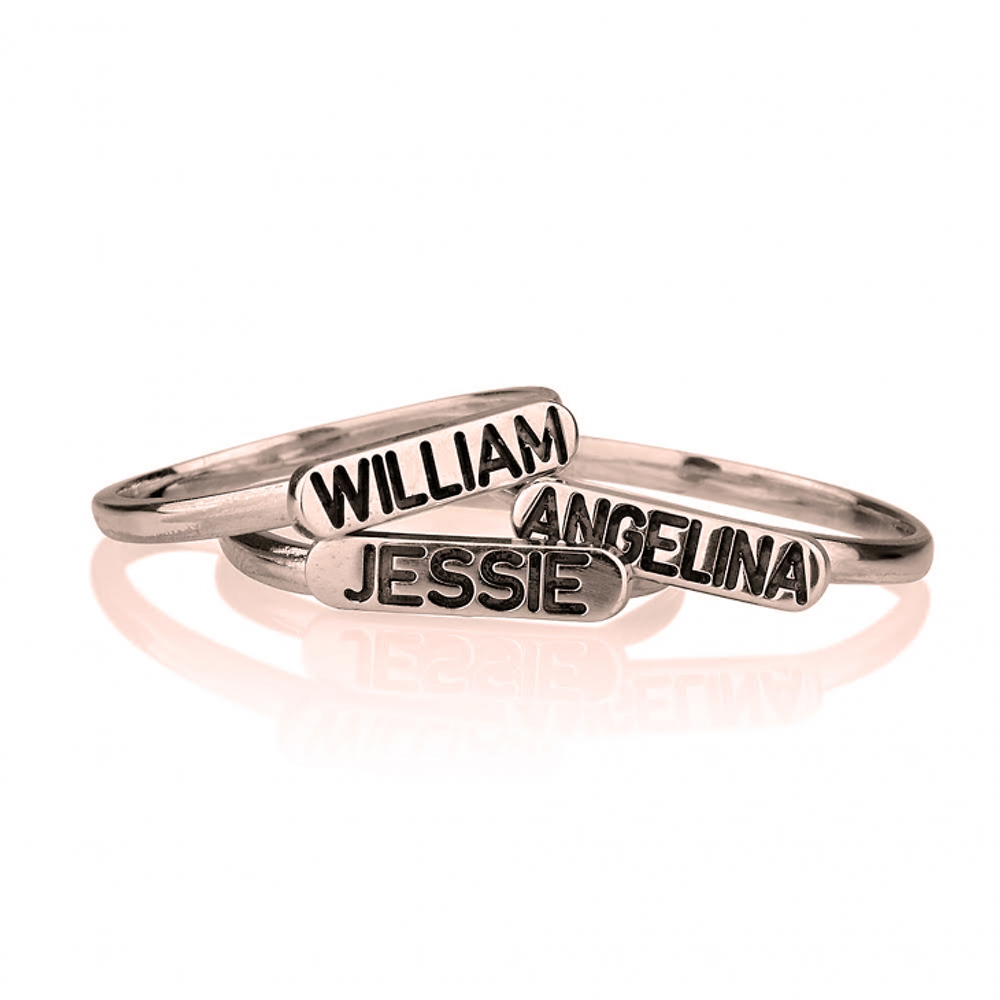 Gold & Silver Personalized Stackable Ring with Name - FKJRNU6232