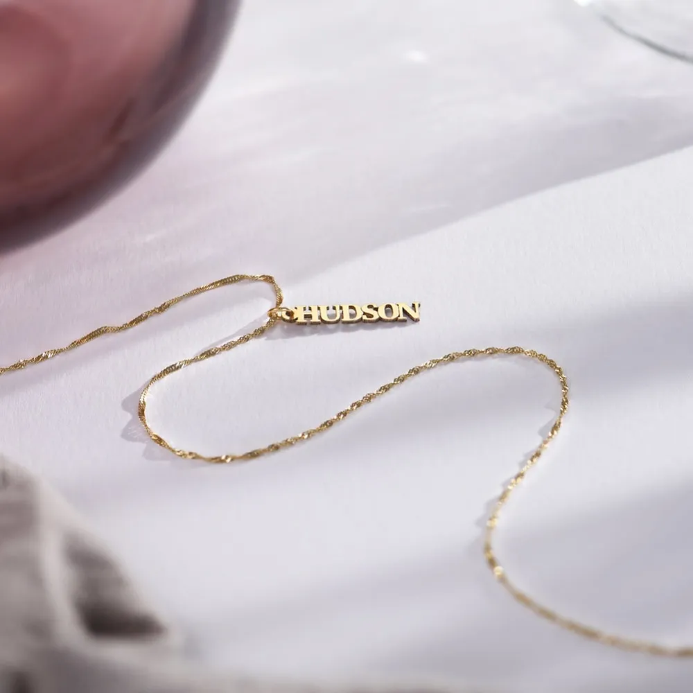 Gold & Silver Personalized Vertical Name Necklace - FKJNKLU6180