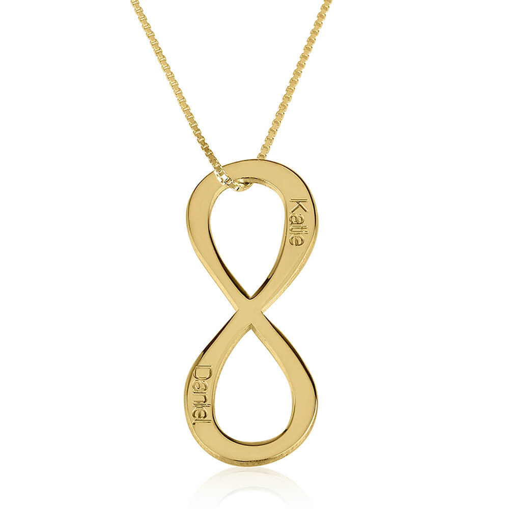 Gold & Silver Personalized Vertical Two Names Infinity Necklace - FKJNKLU6168