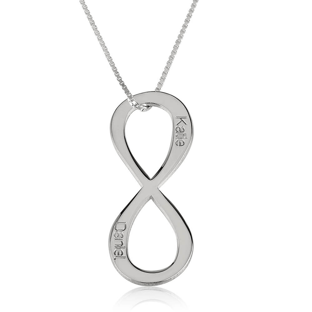 Gold & Silver Personalized Vertical Two Names Infinity Necklace - FKJNKLU6168