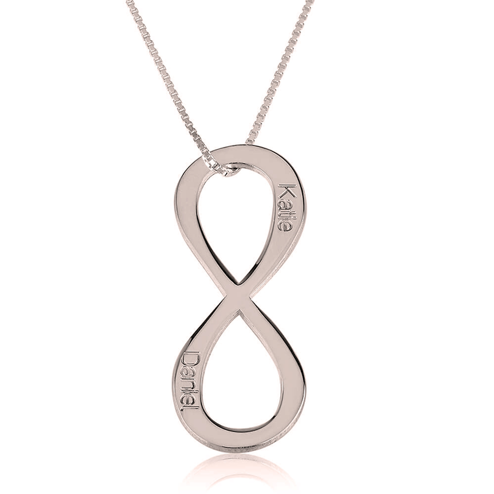 Gold & Silver Personalized Vertical Two Names Infinity Necklace - FKJNKLU6168