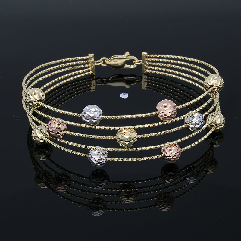 Gold Balls Bangle in 18KT - FKJBNG18KU2005