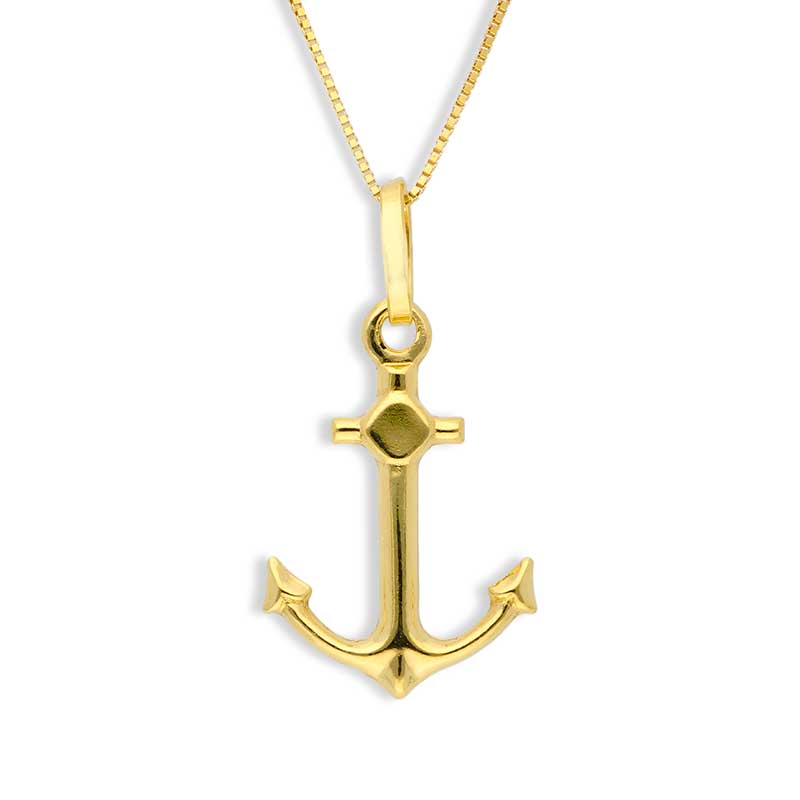 Gold Necklace (Chain with Anchor Pendant) 18KT - FKJNKL18KU1037