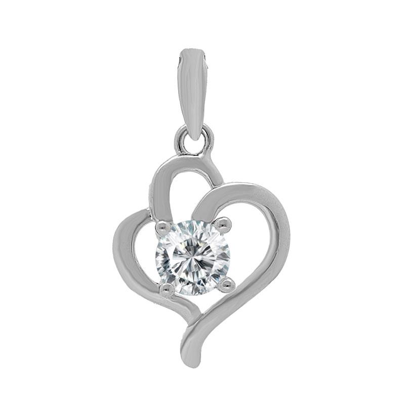 Sterling Silver 925 Twisted Heart with Solitaire Pendant - FKJPND1979