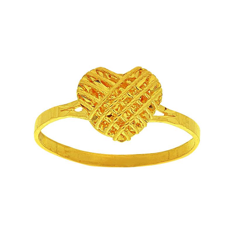 Gold Heart Cage Ring 22KT - FKJRN22K2103