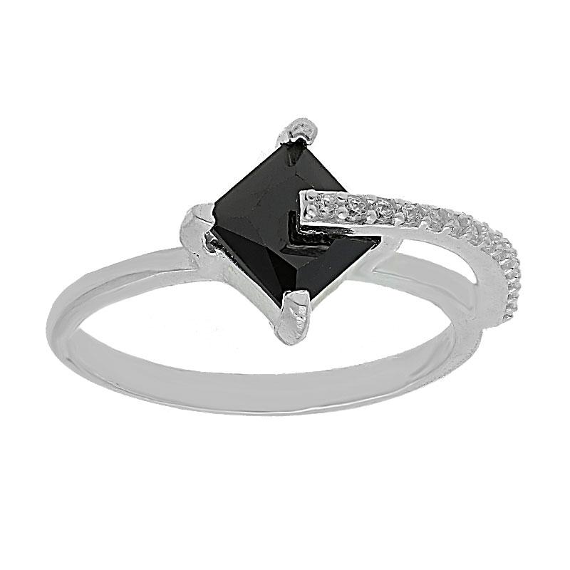 Sterling Silver 925 Princess Cut Shaped Pendant Set (Necklace, Earrings and Ring) - FKJNKLST2035