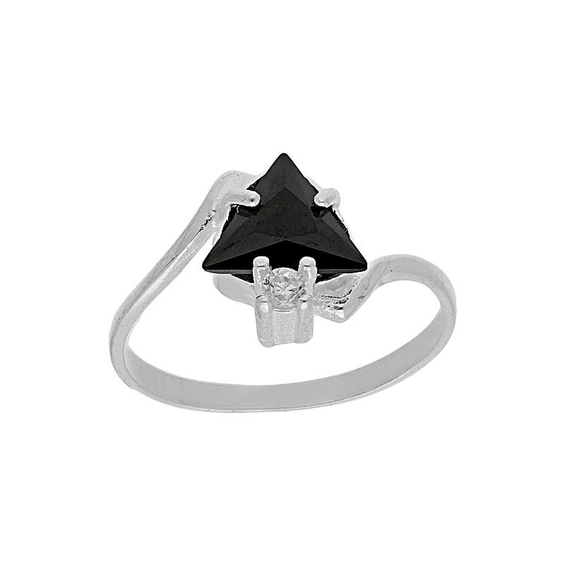 Sterling Silver 925 Prism Shaped Solitaire Pendant Set (Necklace, Earrings and Ring) - FKJNKLSTSL2099