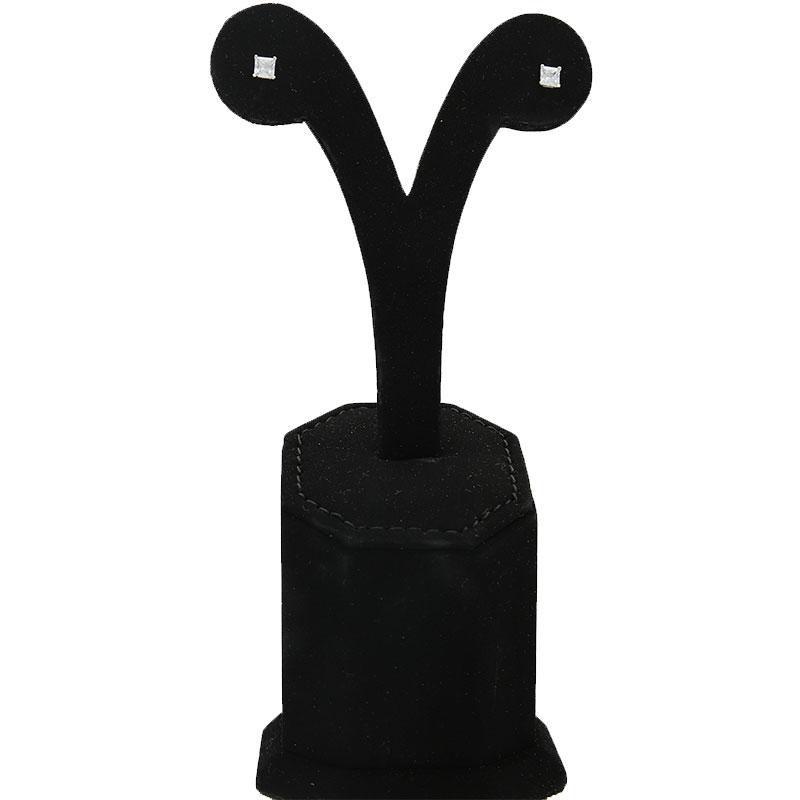 Sterling Silver 925 Princess Cut White Solitaire Stud Earrings - FKJERNSL1798