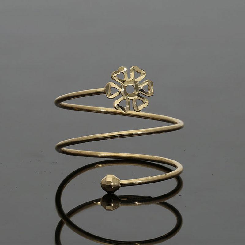 Gold Spiral Ring with Flower in 18KT - FKJRN18K2173