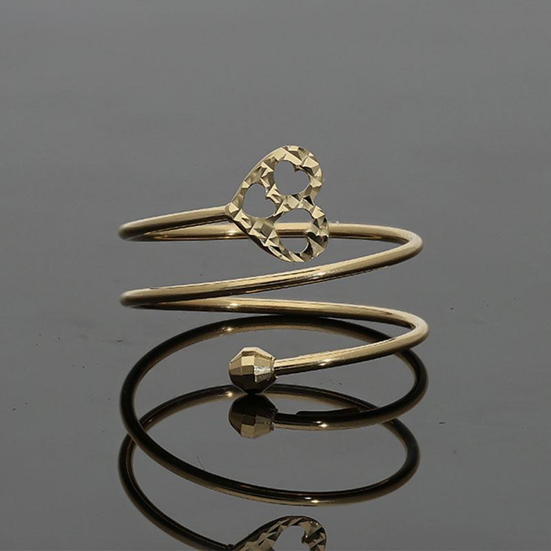 Gold Spiral Ring with Heart in 18KT - FKJRN18K2174