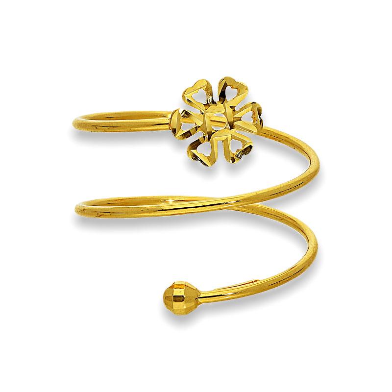 Gold Spiral Ring with Flower in 18KT - FKJRN18K2173