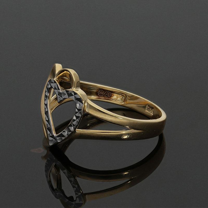 Gold Twin Hearts Ring in 18KT - FKJRN18K2171