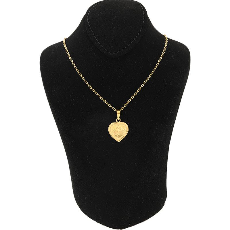 Gold Necklace (Chain with Heart Allah Pendant) 18KT - FKJNKL1470