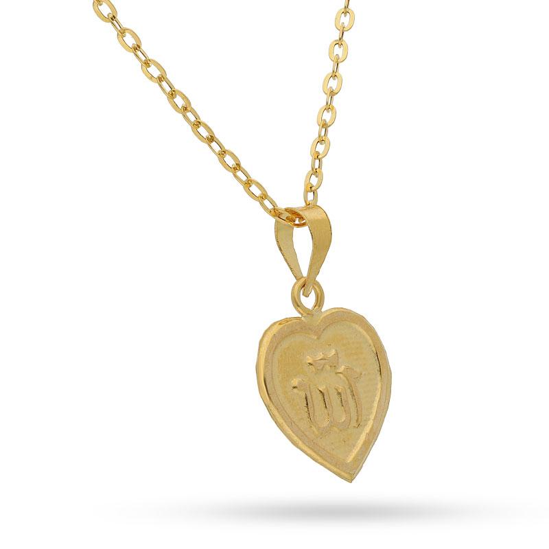 Gold Necklace (Chain with Heart Allah Pendant) 18KT - FKJNKL1470