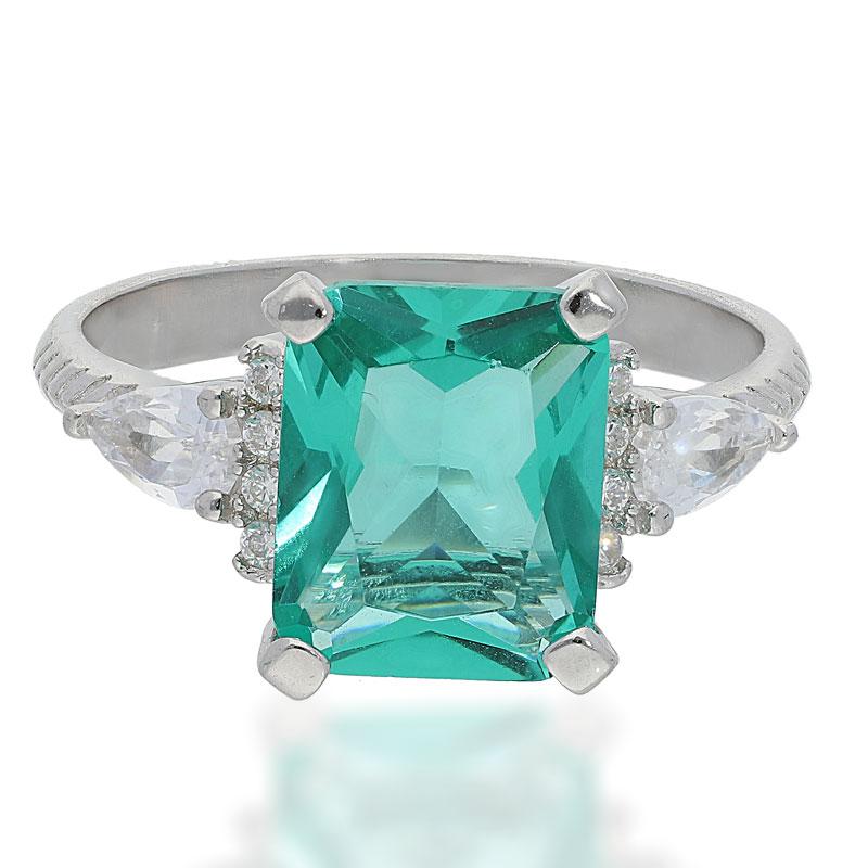 Sterling Silver 925 Blue Solitaire Ring - FKJRNSL2273