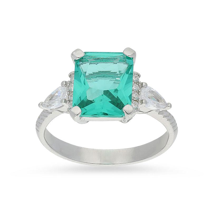 Sterling Silver 925 Blue Solitaire Ring - FKJRNSL2273