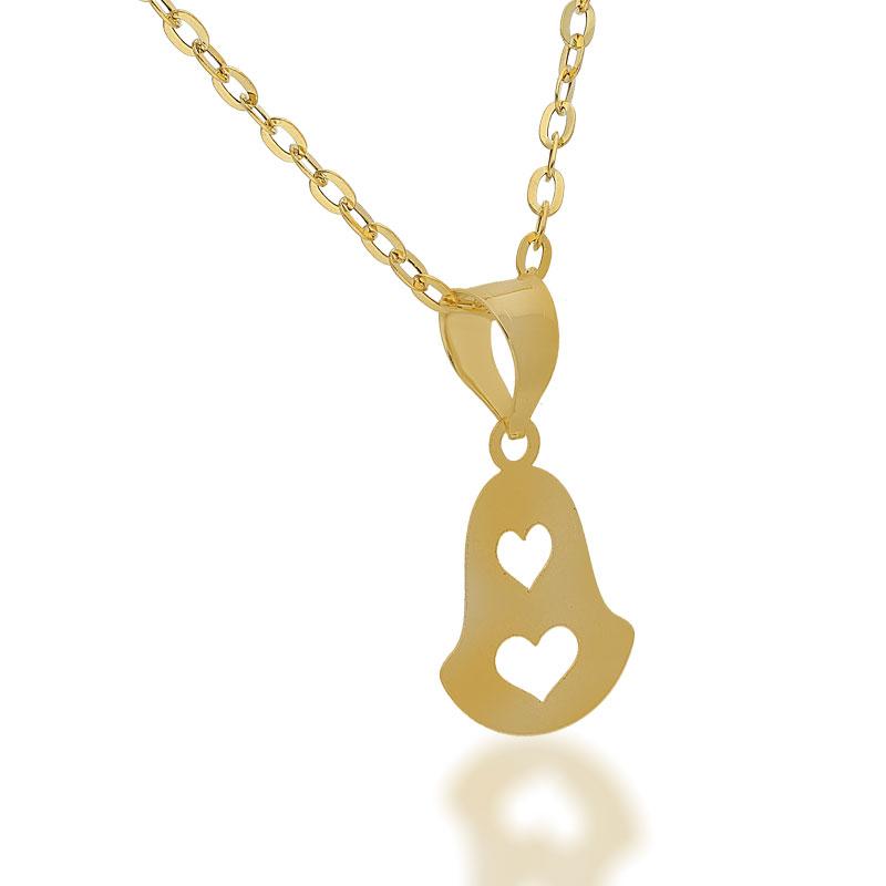 Gold Necklace (Chain with Heart Bell Pendant) 18KT - FKJNKL18K2080