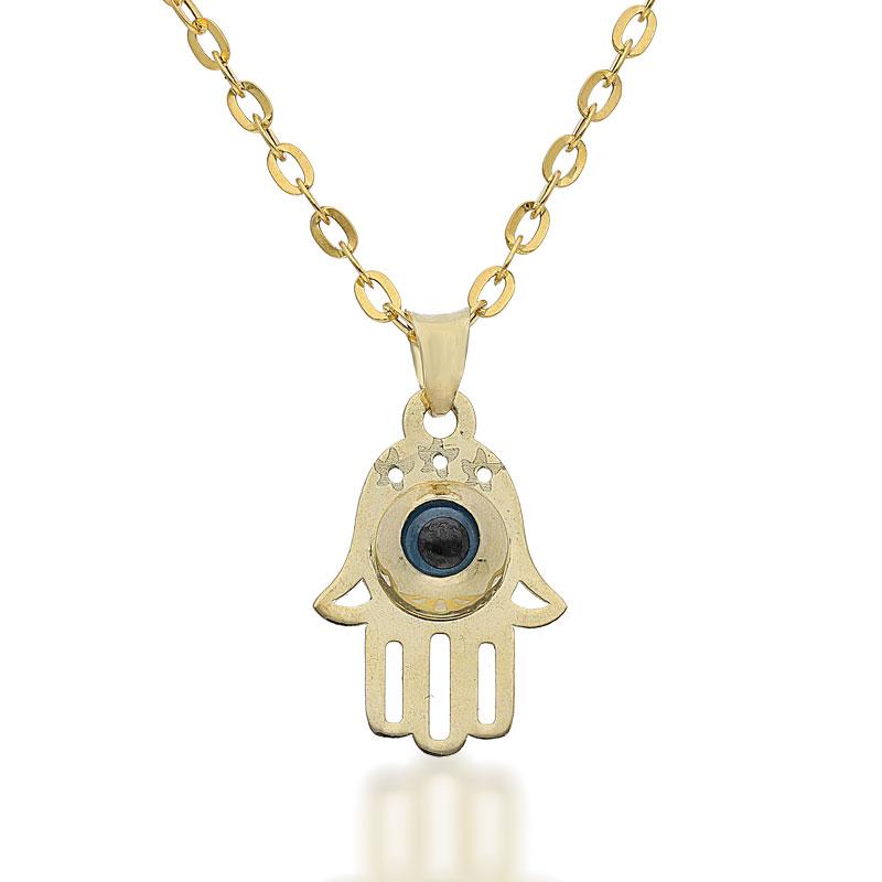 Gold Necklace (Chain with Hamsa Hand Pendant) 18KT - FKJNKL1678