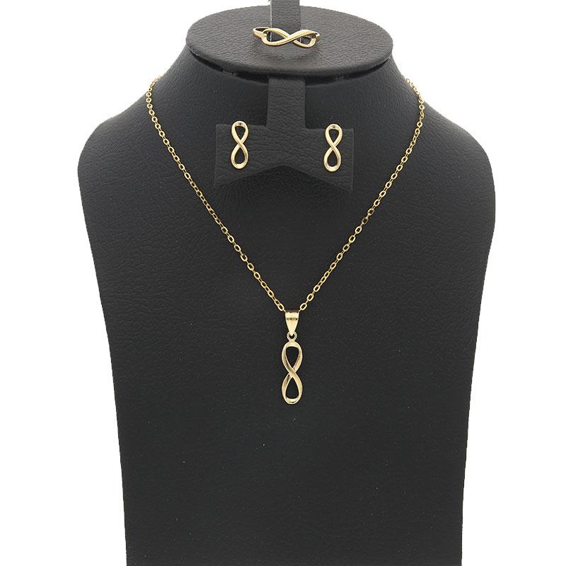 Gold Infinity Pendant Set (Necklace, Earrings and Ring) 18KT - FKJNKLST18K2160