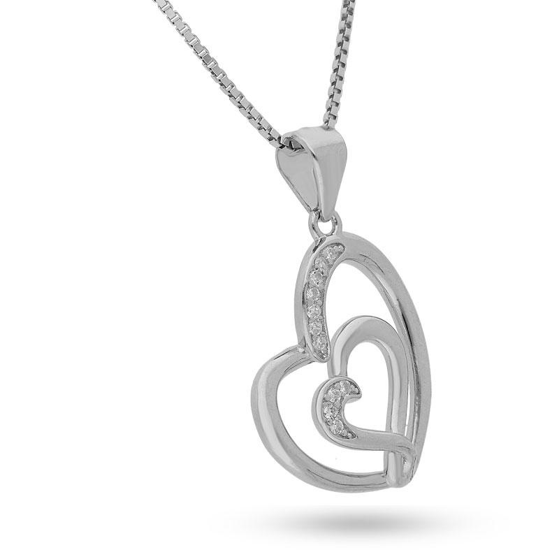 Sterling Silver 925 Necklace (Chain with Heart Pendant) - FKJNKLSL2161