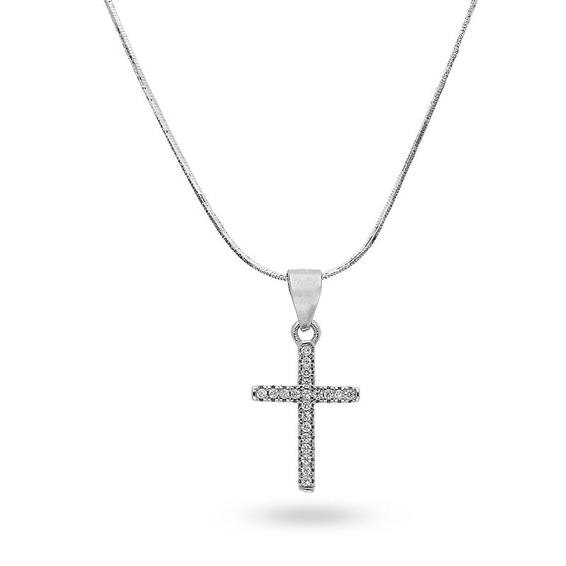 Sterling Silver 925 Necklace (Chain with Cross Pendant) - FKJNKLSL2173
