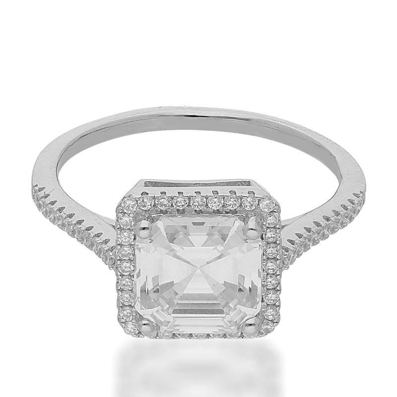 Sterling Silver 925 Square Emerald Cut Solitaire Ring - FKJRNSL2449