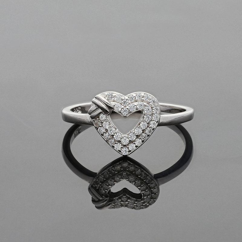 Sterling Silver 925 Heart Shaped Ring - FKJRNSL2463