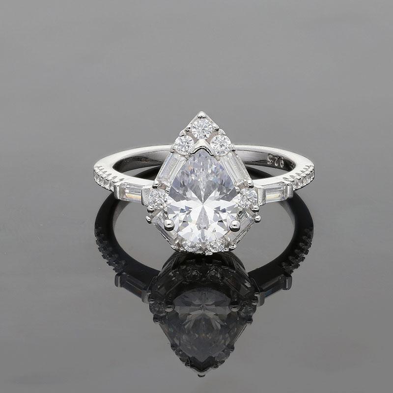 Sterling Silver 925 Pear Shaped Solitaire Ring - FKJRNSL2459