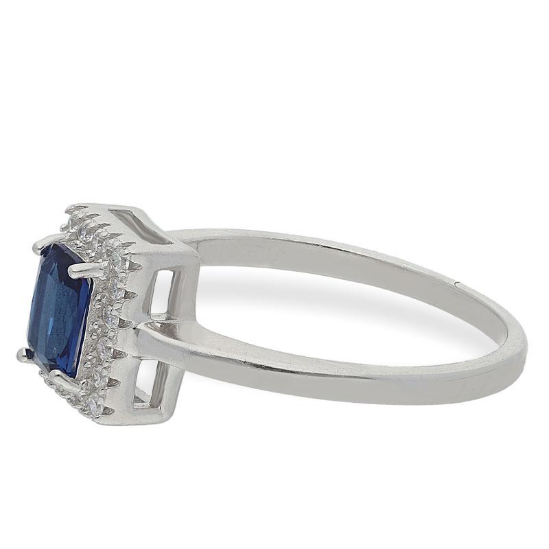Sterling Silver 925 Blue Solitaire Ring - FKJRNSL2486