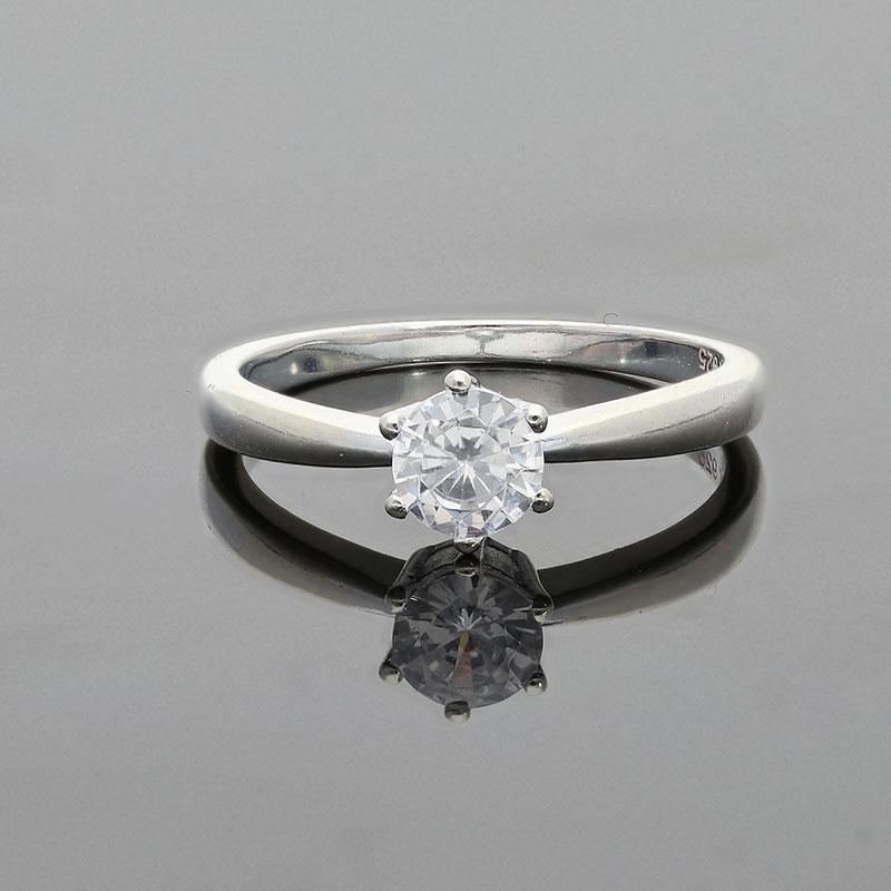Sterling Silver 925 Round Shaped Solitaire Ring - FKJRNSL2495