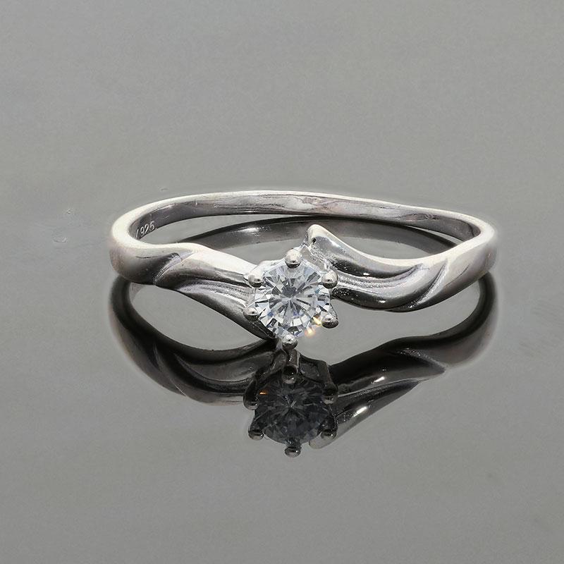 Sterling Silver 925 Round Shaped Solitaire Ring - FKJRNSL2499