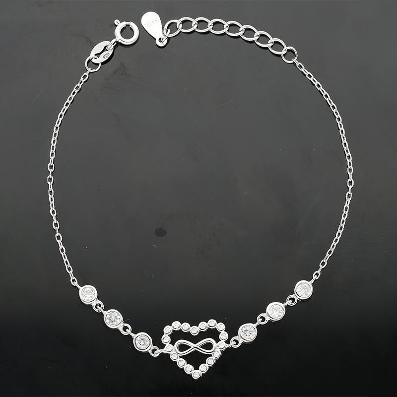 Sterling Silver 925 Heart and Infinity Bracelet - FKJBRLSL2306