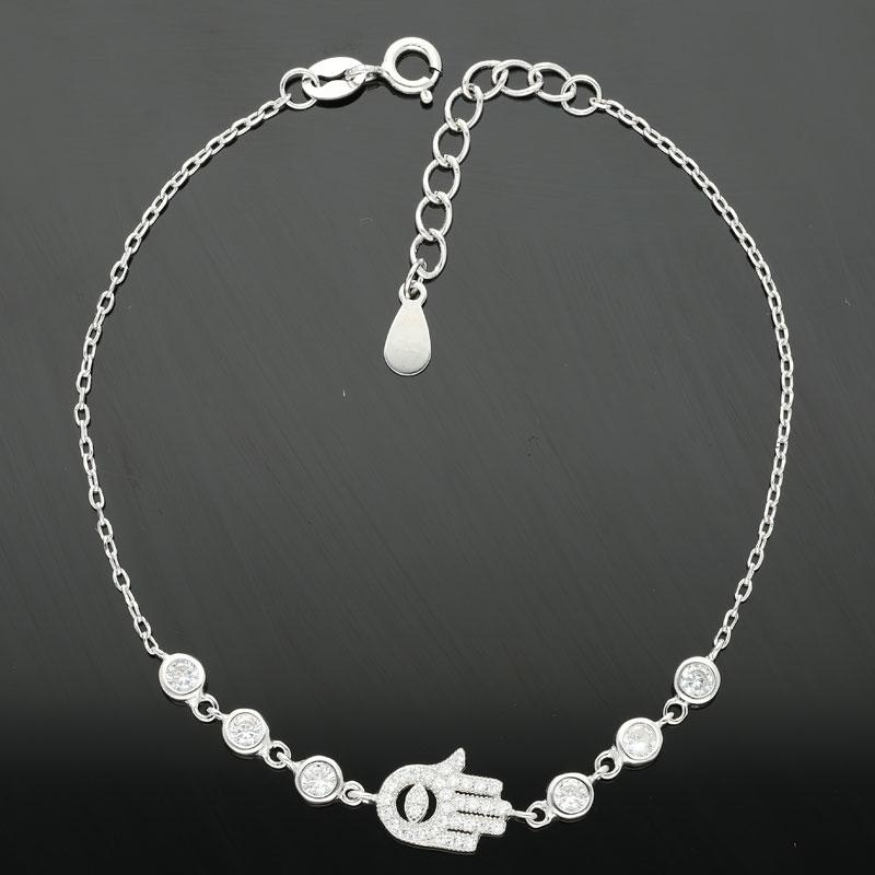 Sterling Silver 925 Hamsa Hand Bracelet - FKJBRLSL2313