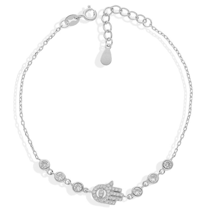 Sterling Silver 925 Hamsa Hand Bracelet - FKJBRLSL2313