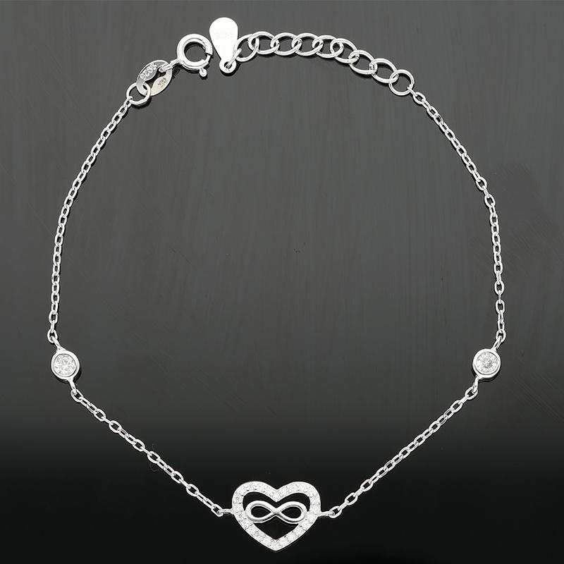 Sterling Silver 925 Heart and Infinity Bracelet - FKJBRLSL2312