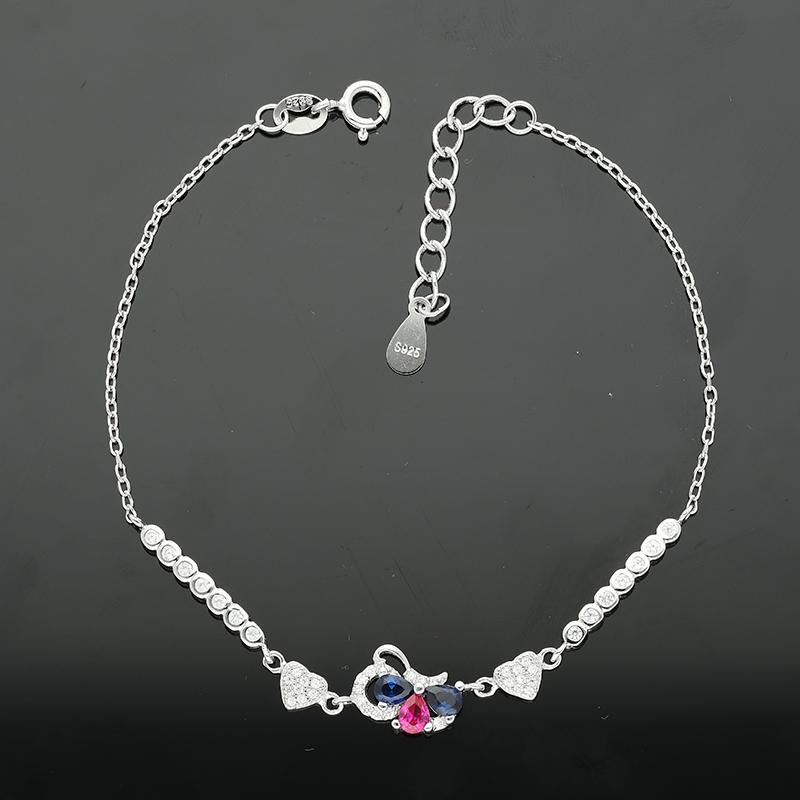 Sterling Silver 925 Pear and Heart Bracelet - FKJBRLSL2331
