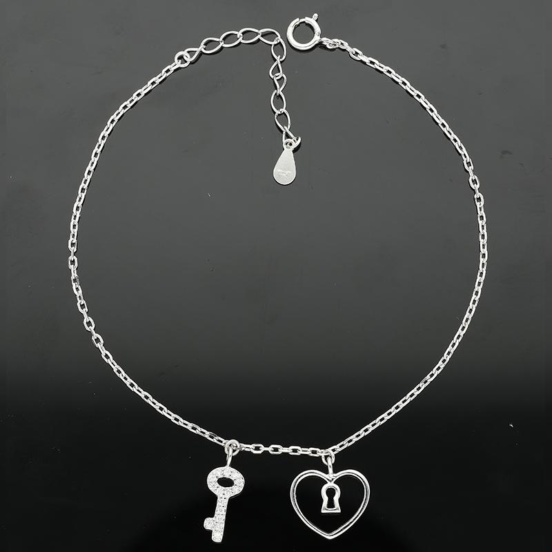 Sterling Silver 925 Heart and Key Bracelet - FKJBRLSL2334