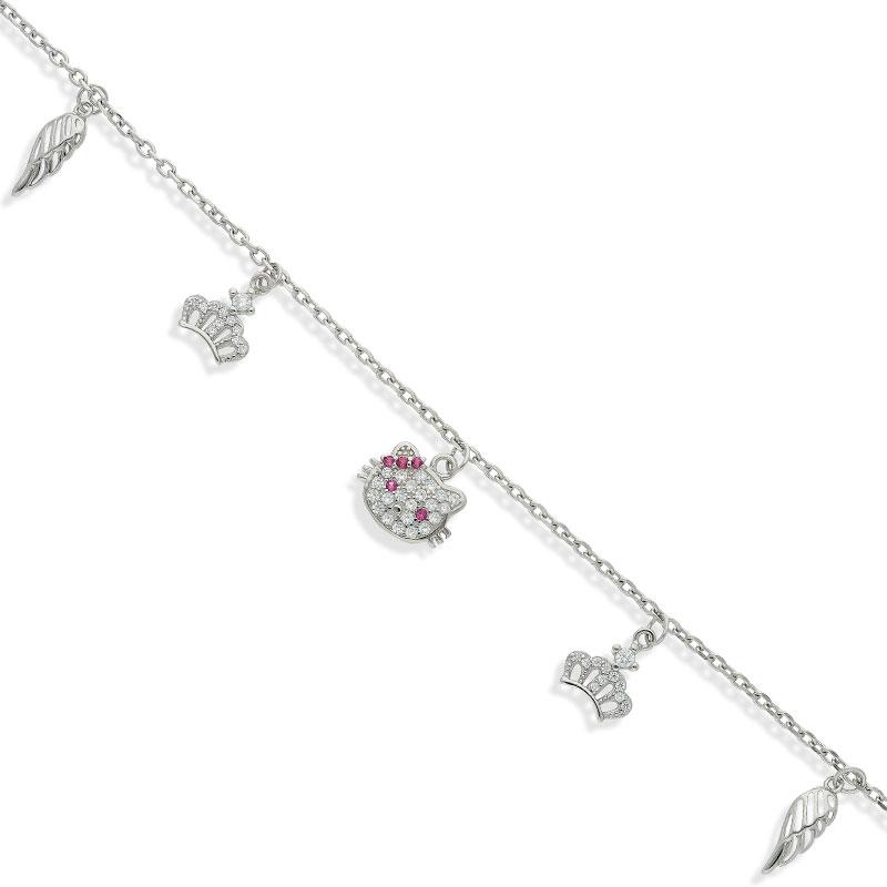 Sterling Silver 925 Hanging Charm Hello Kitty Bracelet - FKJBRLSL2358