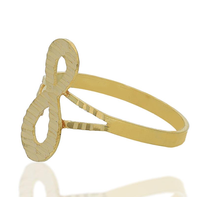 Gold Infinity Shaped Pendant Set (Necklace, Earrings and Ring) 18KT - FKJNKLST18K2169