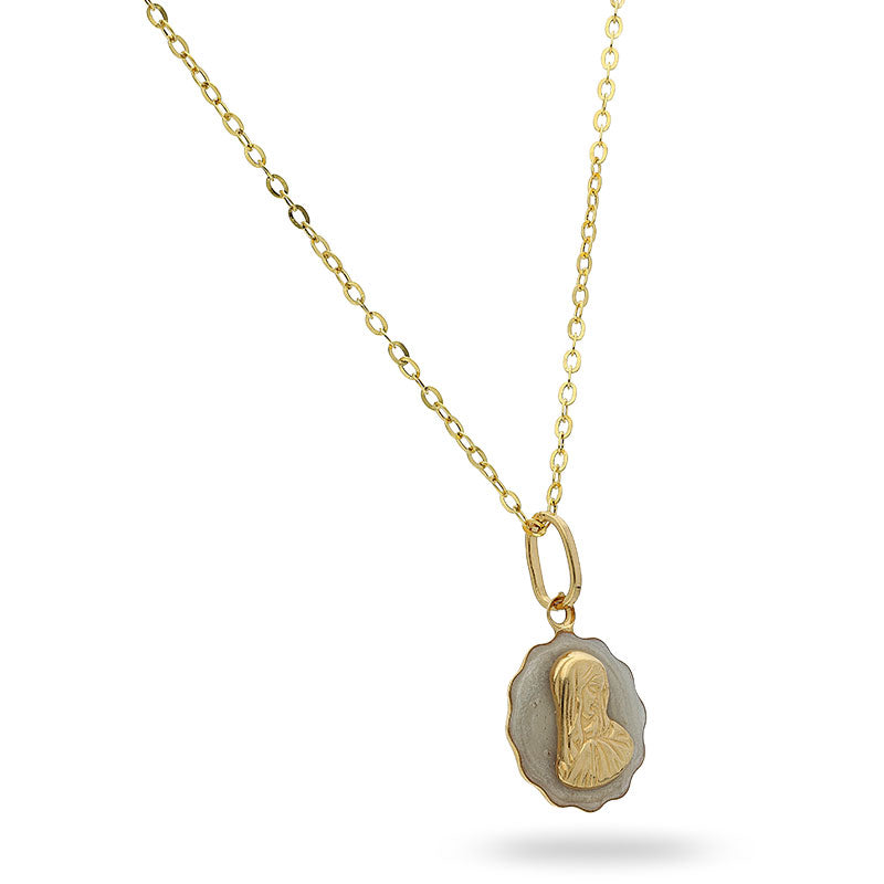 Gold Necklace (Chain with Mother Mary Pendant) 18KT - FKJNKL18KU1007