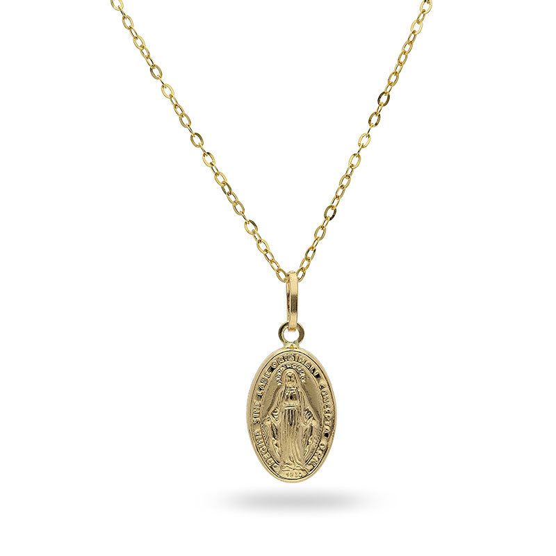 Gold Necklace (Chain with Mother Mary Pendant) 18KT - FKJNKL18KU1004