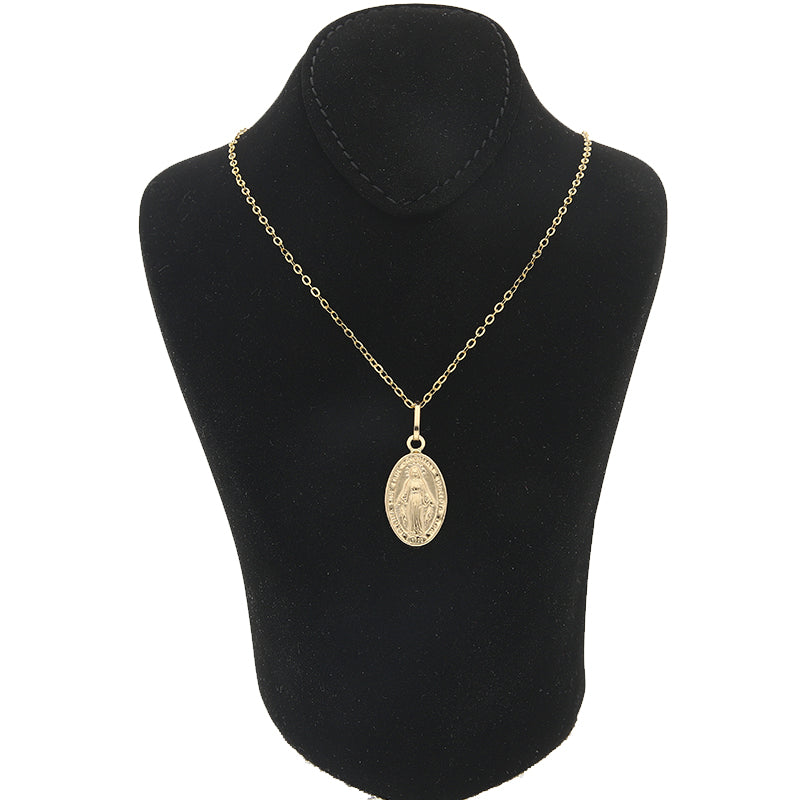 Gold Necklace (Chain with Mother Mary Pendant) 18KT - FKJNKL18KU1004