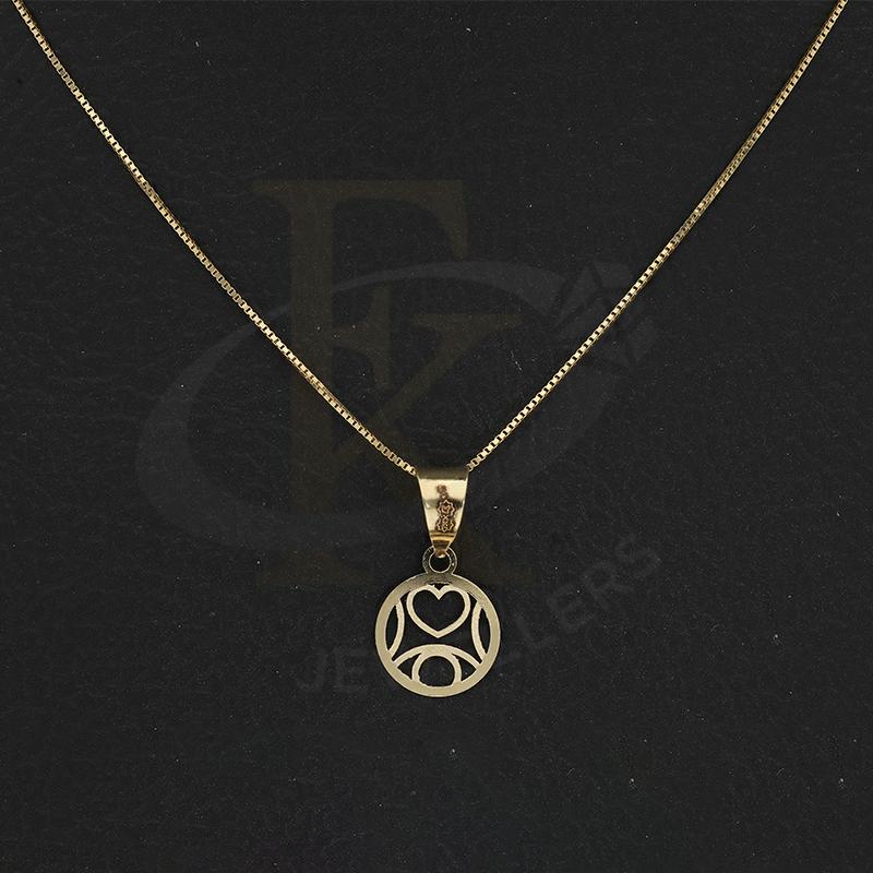 Gold Necklace (Chain with Round Shaped Heart Pendant) 18KT - FKJNKL18K2298