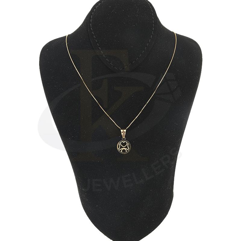 Gold Necklace (Chain with Round Shaped Heart Pendant) 18KT - FKJNKL18K2298