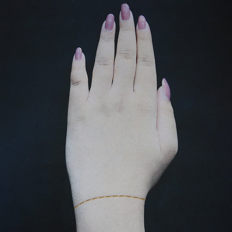 Gold Thin Figaro Chain Bracelet 18KT - FKJBRL18K2418