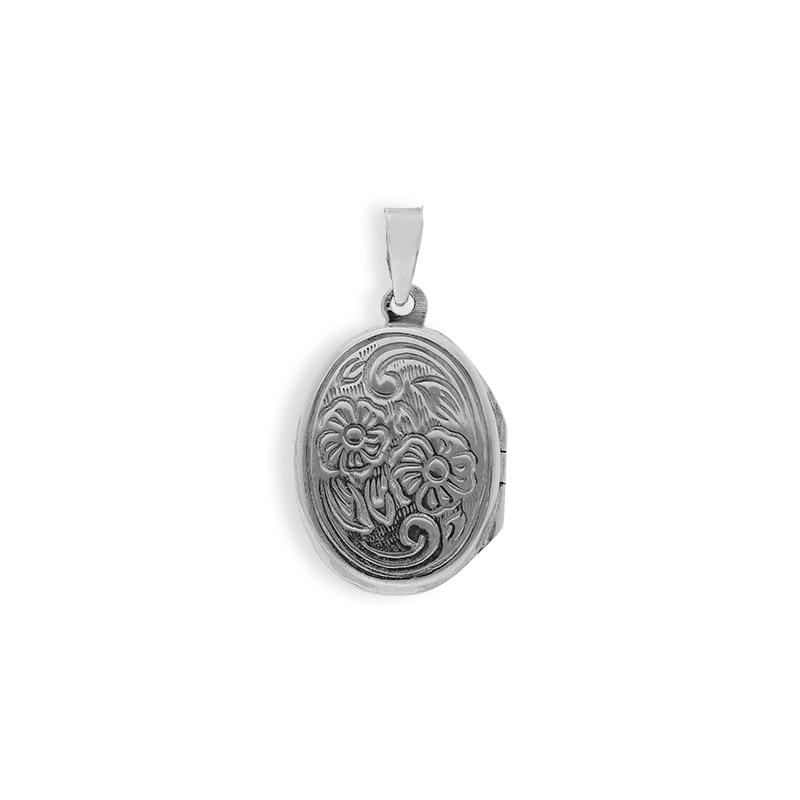 Sterling Silver 925 Oval Shaped Amulet Locket Pendant - FKJPNDSL2337