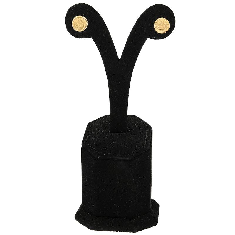 Gold Coin Shaped Stud Earrings 21KT - FKJERN21K2274