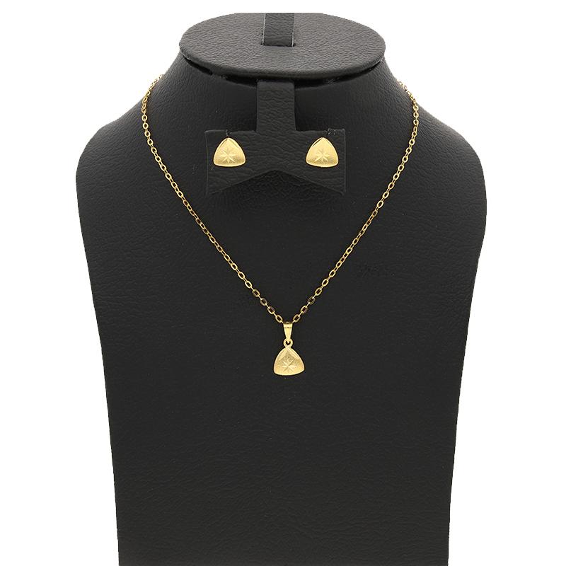 Gold Pendant Set (Necklace and Earrings) 18KT - FKJNKLST18K2235