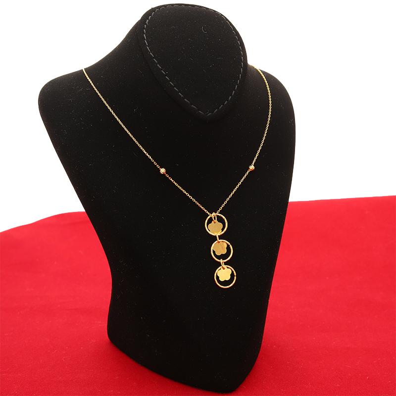 Gold Round Flowers Necklace 21KT - FKJNKL21K2385