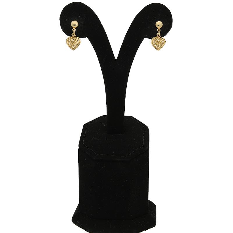 Gold Heart Shaped Drop Earrings 18KT - FKJERN18K2394